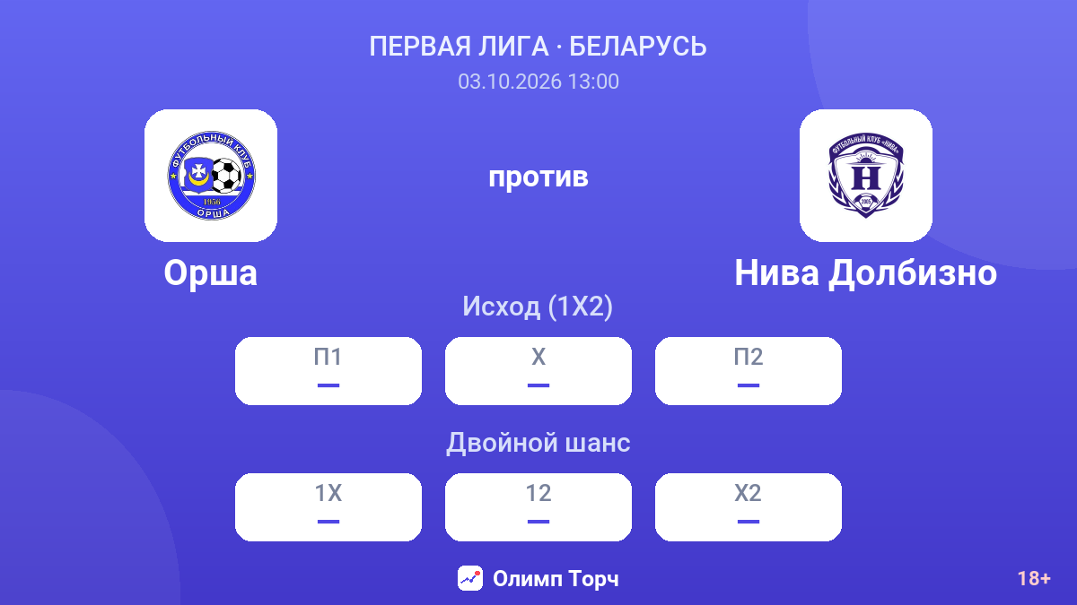Орша — Нива Долбизно — коэффициенты