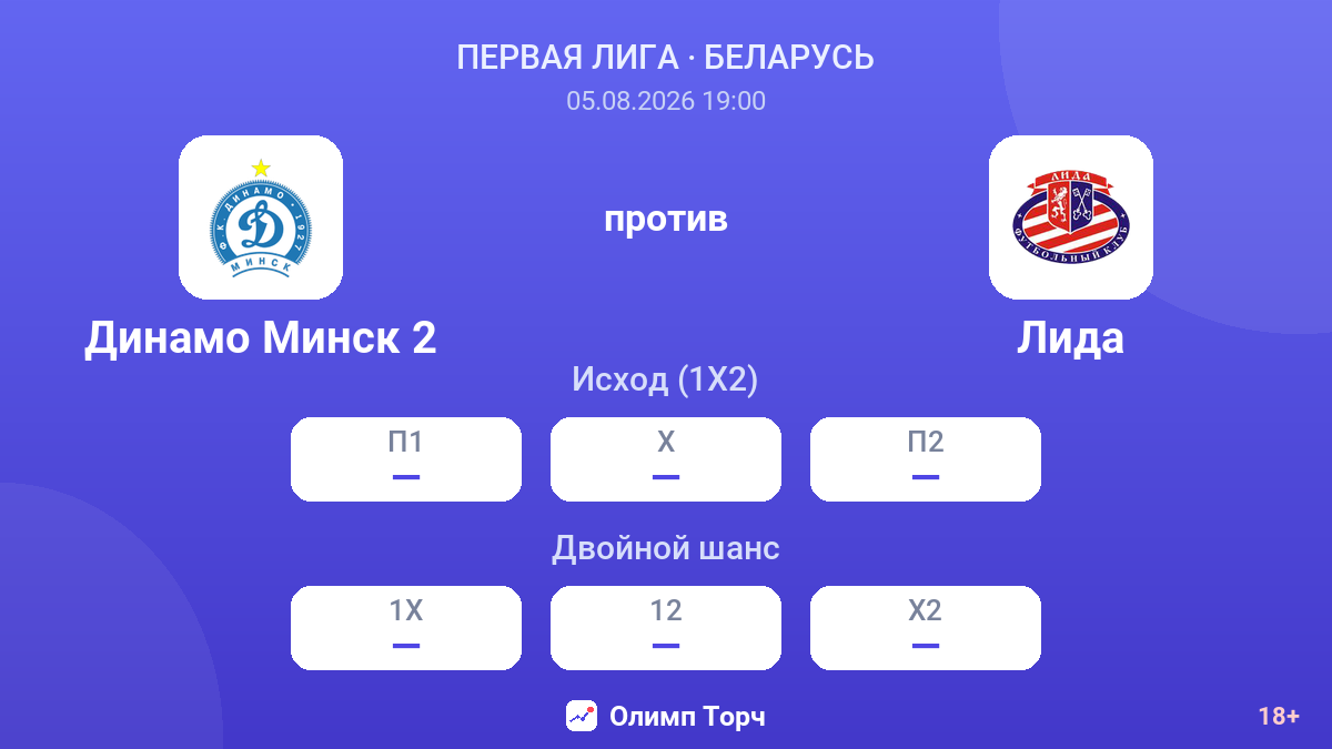 Динамо Минск 2 против Лида — коэффициенты
