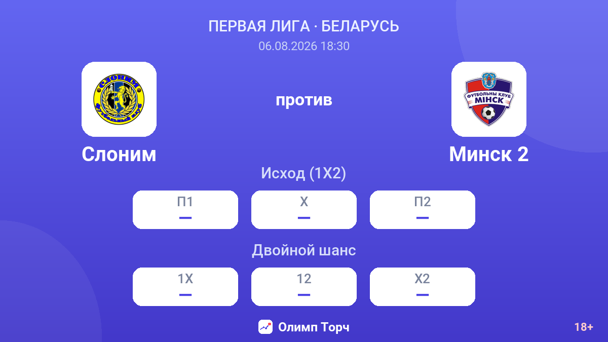 Слоним против Минск 2 — коэффициенты