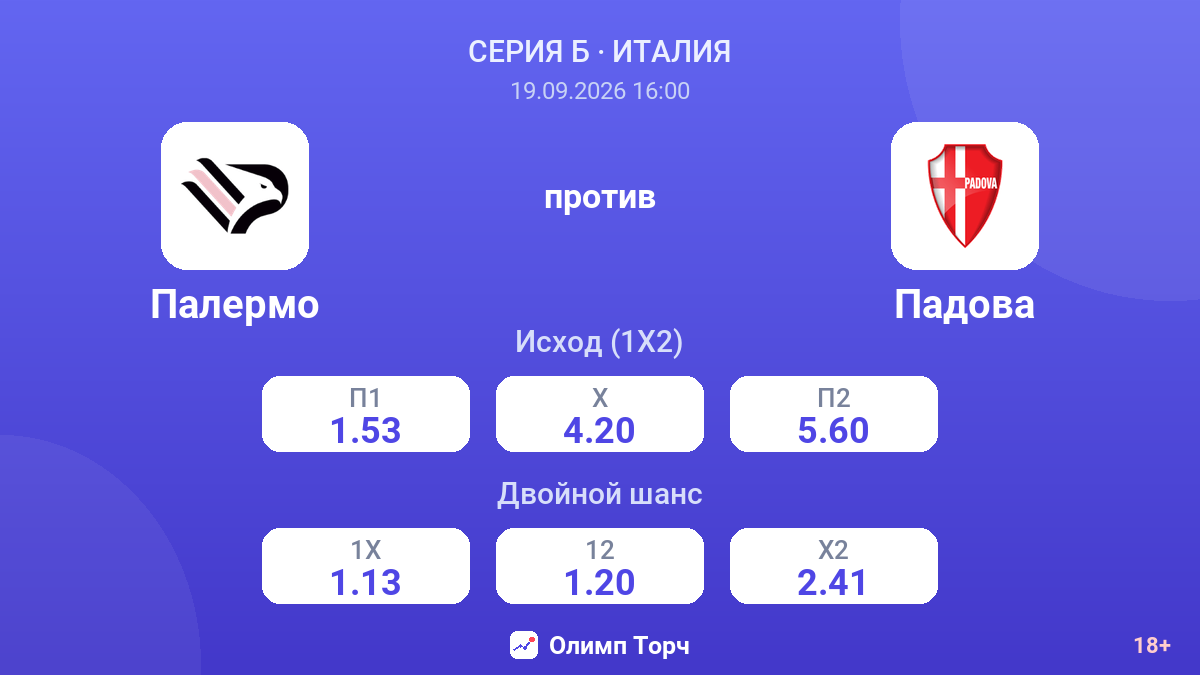 Палермо — Падова — коэффициенты