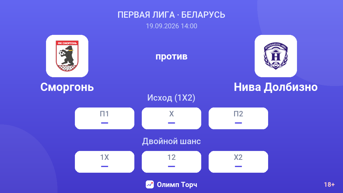 Сморгонь — Нива Долбизно — коэффициенты