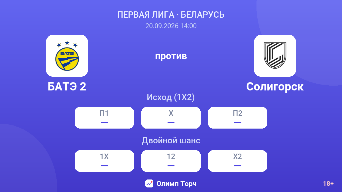 БАТЭ 2 — Солигорск — коэффициенты
