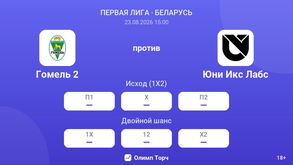 Гомель 2 — Юни Икс Лабс — коэффициенты