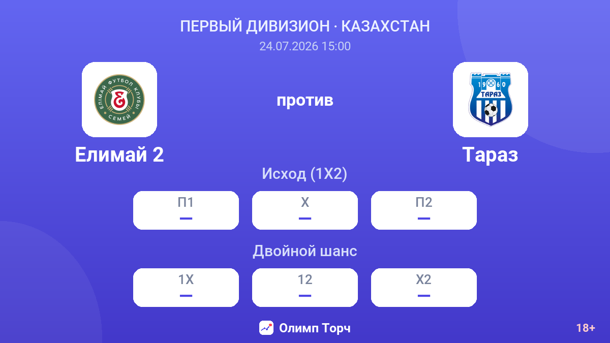 Елимай 2 против Тараз — коэффициенты