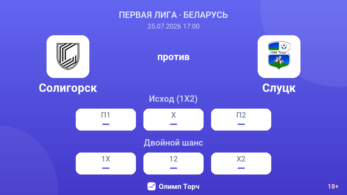 Солигорск против Слуцк — коэффициенты