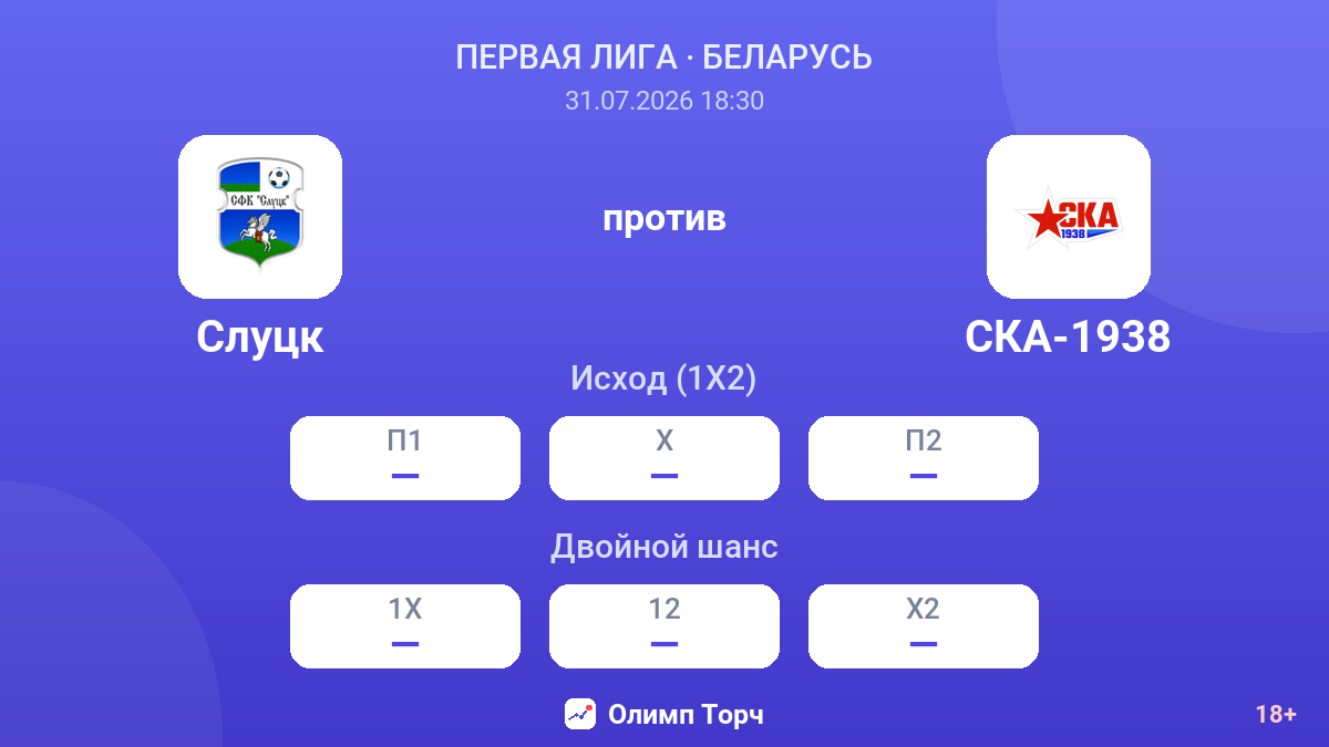 Слуцк против СКА-1938 — коэффициенты